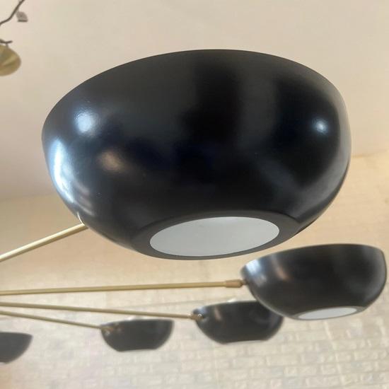Mid-Century Modern Sputnik Kronleuchter Messing Diabolo Stil 10-Armige Stilnovo-Inspirierte Leuchte Esszimmer Wohnzimmer Deckenleuchte
