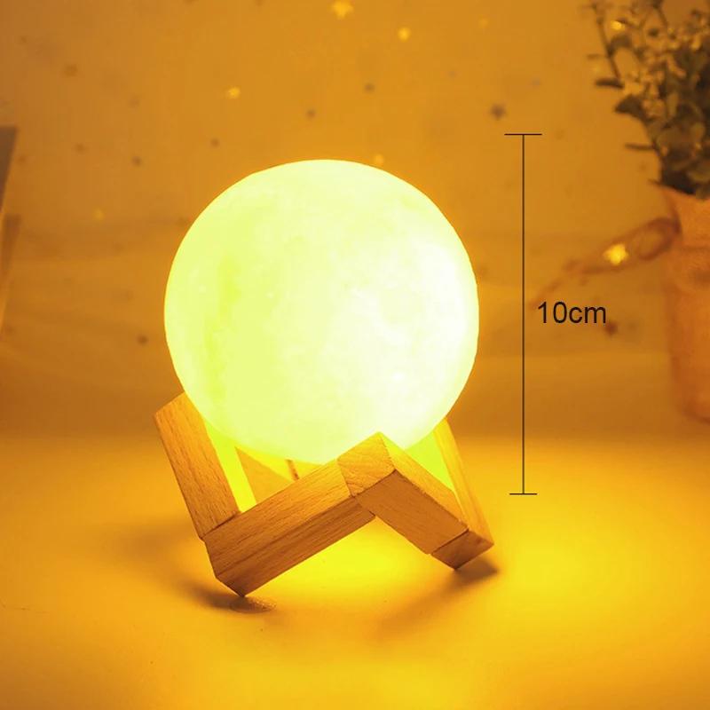 Lamp Moon LED Night Light Battery Powered With Stand Starry Lamp Bedroom Decor Night Lights Kids Gift Moon Lamp