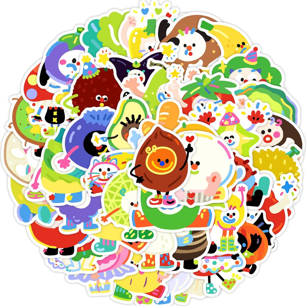 50 Hand-painted Fruit and Vegetable Expression Graffiti Stickers Cute Cartoon Fruit Decorative Notebook Paper Hand Note Stickers