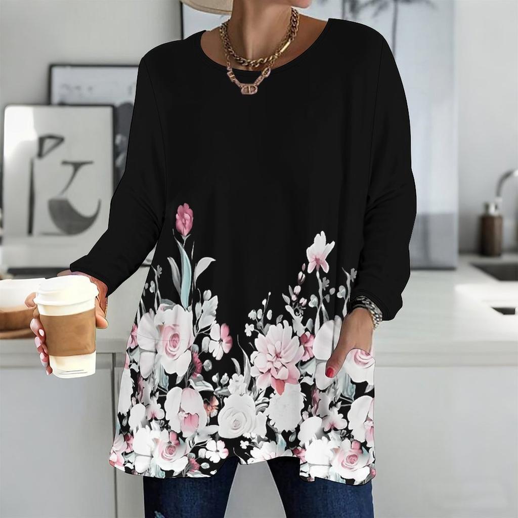 Plus Size Ladies V Neck Long Sleeve Pullover Soft Loose Tops For Daily Errands And Relaxation Wear