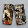 Retro Style Black Cat Art Phone Case for iPhone 16 15 14 Pro Max 14 15 Plus 12 13 Mini 11 Pro Max X XR XS 7 8 Plus SE Back Cover