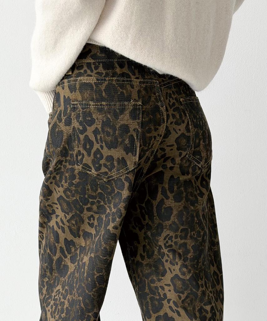 THE GREEN LAB Leopard Print Pants [Khaki Brown]