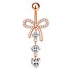 Stainless Steel Pink Dot Drill Navel Ring Nail Butterfly Zircon Simple Navel Buckle Piercing Ornament