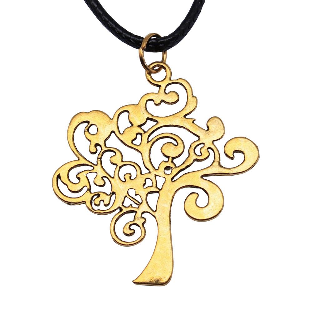Antieke Levensboom Hanger Ketting Natuur Boho Statement Sieraden 45cm Leren Ketting