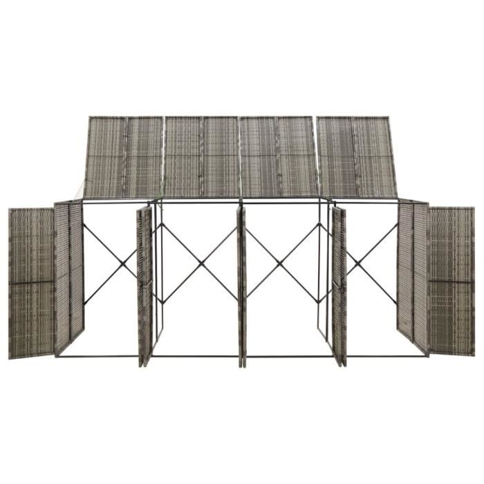 VidaXL Abri pour poubelle quadruple Gris 274x80x117 cm Résine tressée 319867