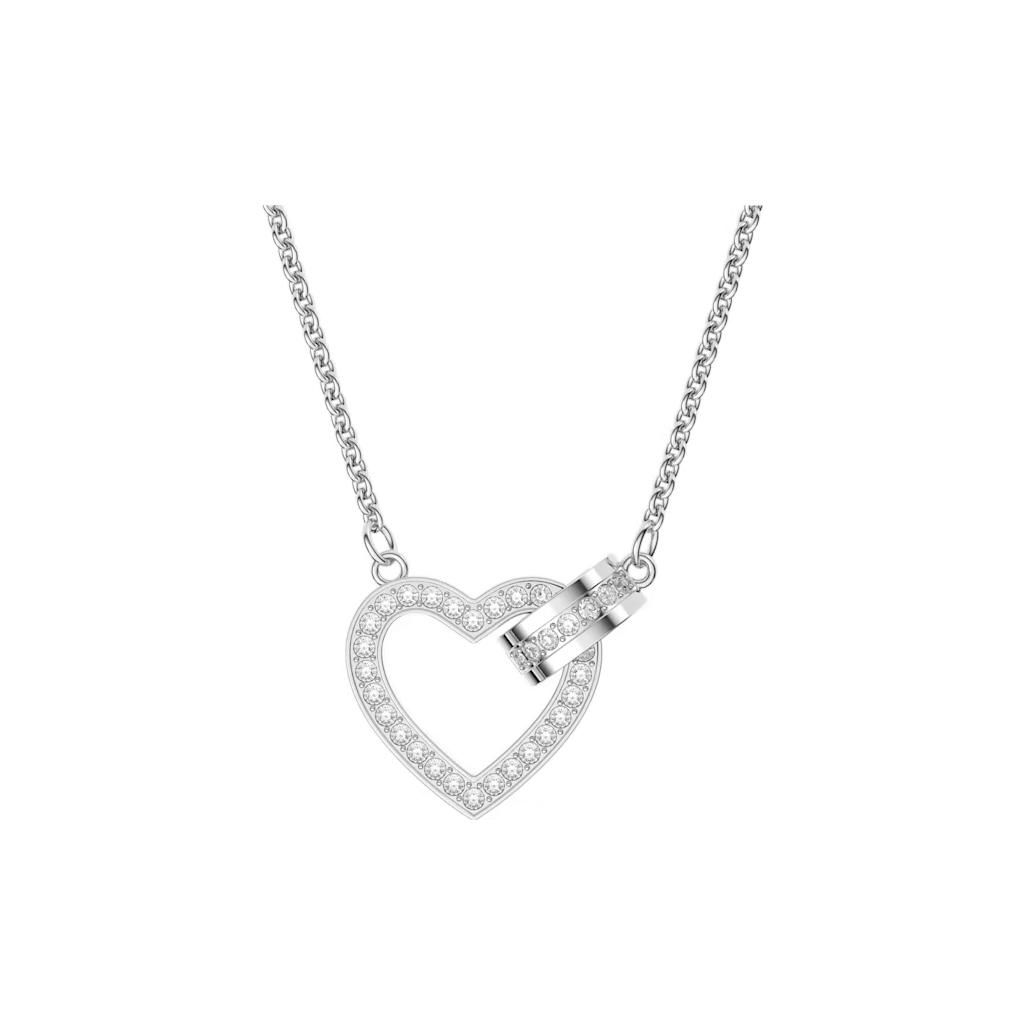 Swarovski Lovely Heart Interlocking Crystal Necklace Women necklace 5636444 Shopping Bag,White Gold-Plated