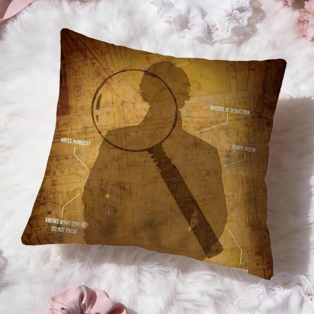 Hot S-SSherlock Holmes Cushion Cover Soft Washable Pillow Case Multi-Scene for Couch Bed Travel Office Use