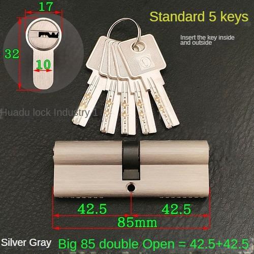 5pcs Keys Lock Cylinder,Door Cylinder 50-120mm Biased Lock Cylinder Double-side Lock Core Anti-Theft Entrance Brass Door Lock