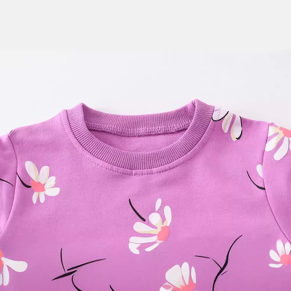 Girls' Cartoon Knit Terry Cotton Hoodie - Long Sleeve, Autumn Style, European American Trend, Children's Clothing