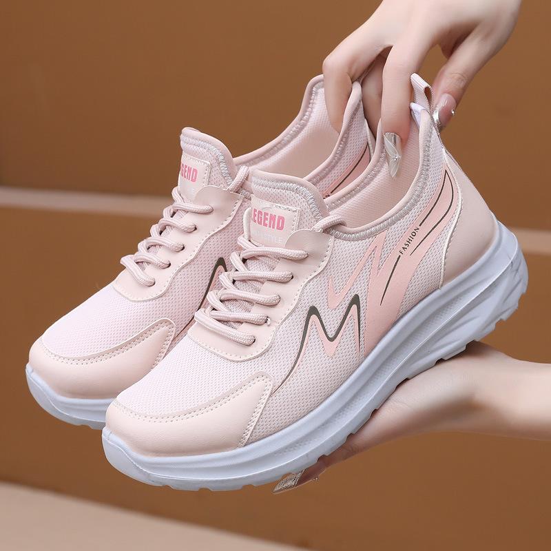 

2025 ****** новые дышащие сетчатые спортивные повседневные туфли женские старые ******* тканевые туфли легкие на подошве для мам 40 розовый