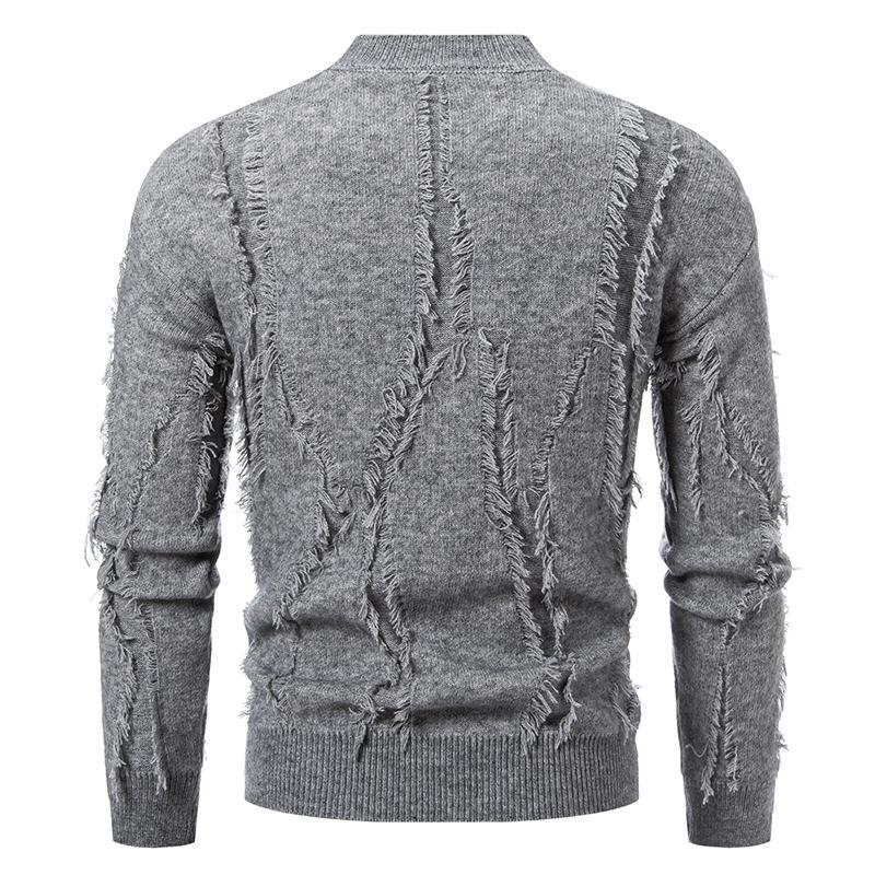 Ripped Sweater Men's Autumn and Winter New Sweater Knitted Sweater Men's Thickened Men's Sweater