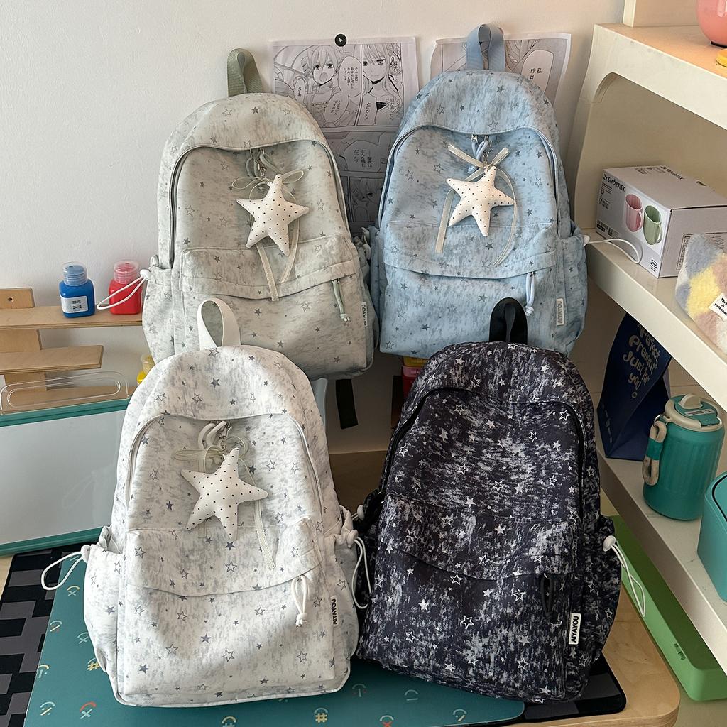 Schoolbag star schoolbag women's new large capacity cute high school student lightweight ins backpack simple student backpack