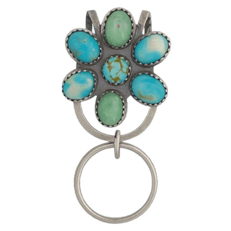 Bohemian Style Turquoise Flower Keychain Holder Women Bag Charm Clip Car Key Organiser Accessory Ornament