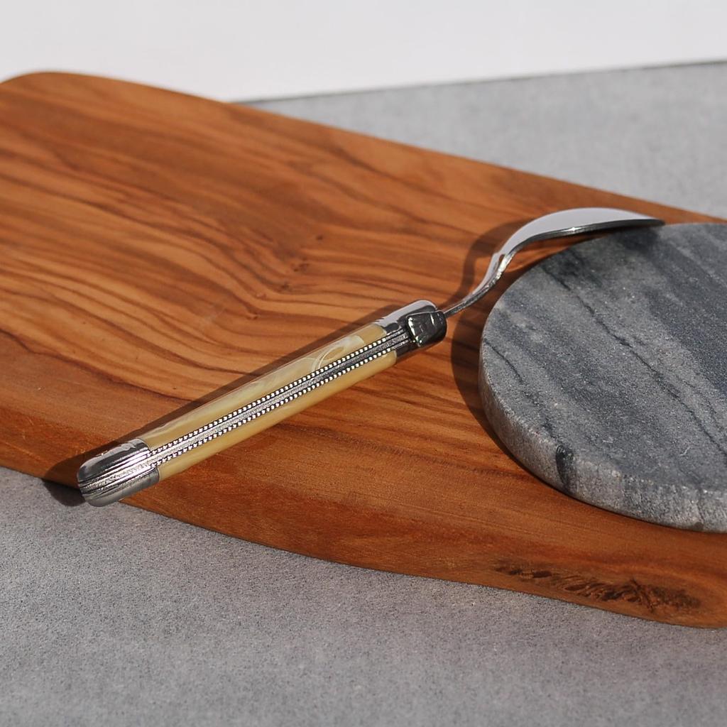 Laguiole ABS Handle Teaspoon, Made in France, NERON (Blonde Marble) [Official Import]