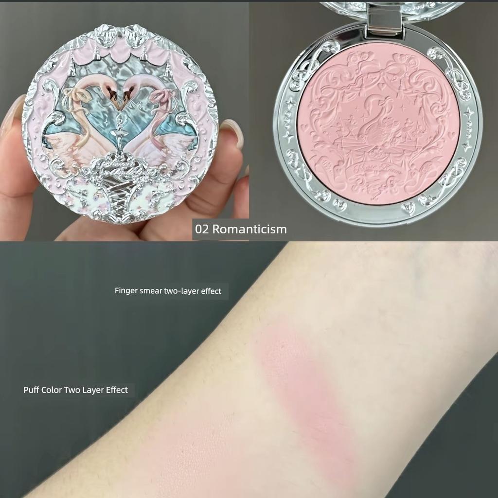 Flower Know Swan Ballet Velvet Mist Relief Blush Expansion Color Matte Shrink Sun Red Low Saturation Highlighting Powder Sun Red