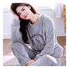 2PCS/Set Large Size Thickened Warm Flannel Pyjamas Female Autumn and Winter Long-Sleeved Coral Velvet Cartoon Girl Homewear