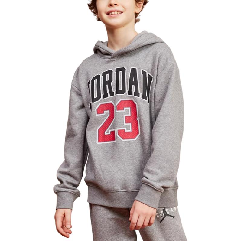 Jordan Hanorac Larg Trendy Versatil cu Litere și Cifre Hanorace Copii Gri Piatră JD2342098GS-001