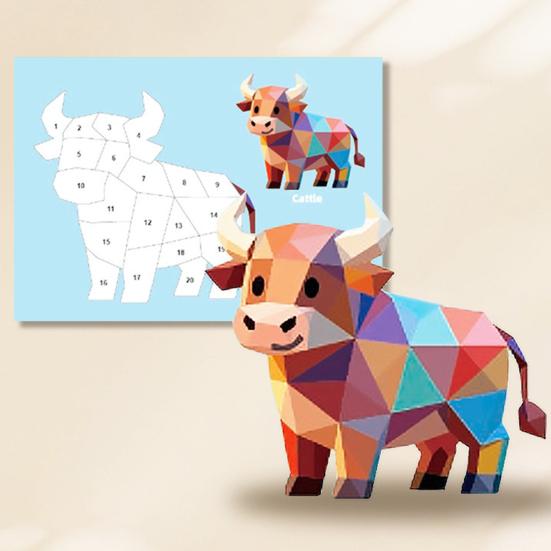 3D-Aufkleber-Puzzle Malbuch Feinmotorik Konzentrationstraining Tier Dinosaurier Fahrzeug Lernen Kinder Pädagogisch Geometrisches Aufkleber-Puzzle Malen