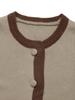 Retro Color Block Knitted Cardigan - Women's Autumn Style Sweater Coat