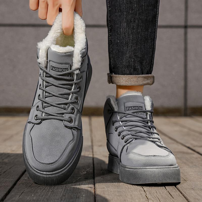 Men's outdoor winter casual plus size high top shoes fashion comfort shoes slip-resistant wear-resistant thick soled cotton shoe