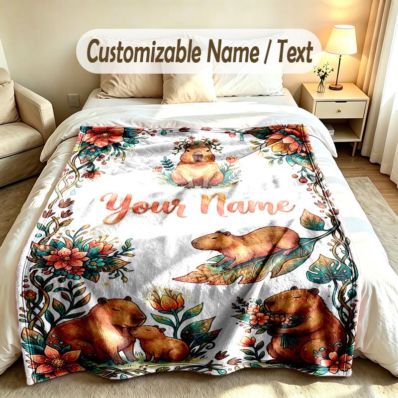 Forest Nature Theme Custom Blanket Personalized Name & Text Customized Soft Warm Throw Blanket Home Decor