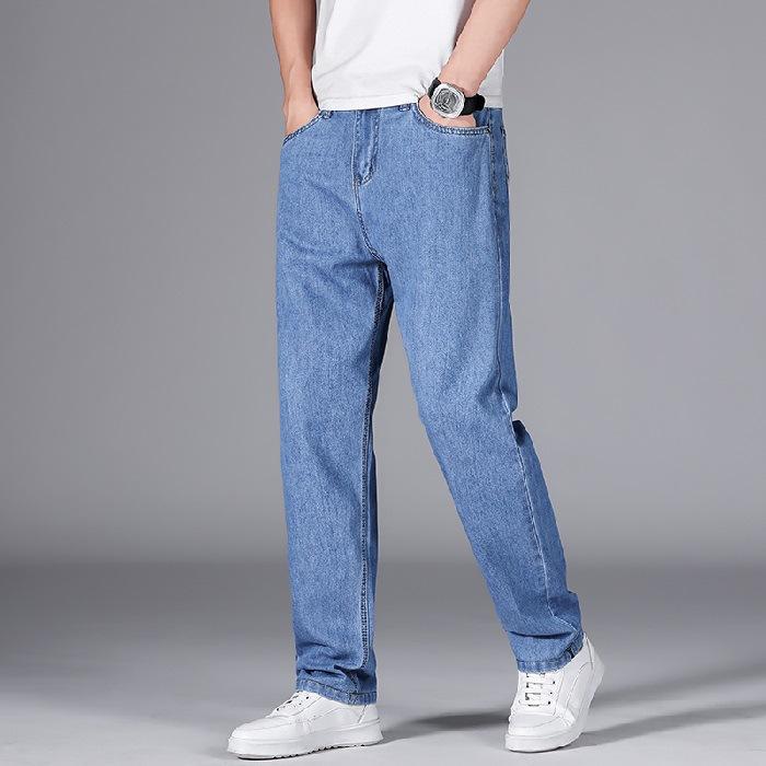 

New Spring and Summer Jeans for Men Straight High Waist Casual and Fashionable Pure Cotton Non-stretch Business Trousers 29