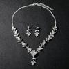 Women Bridal Unique Jewelry Set Elegant Fashionable Diamond Alloy Necklace + Earring Set