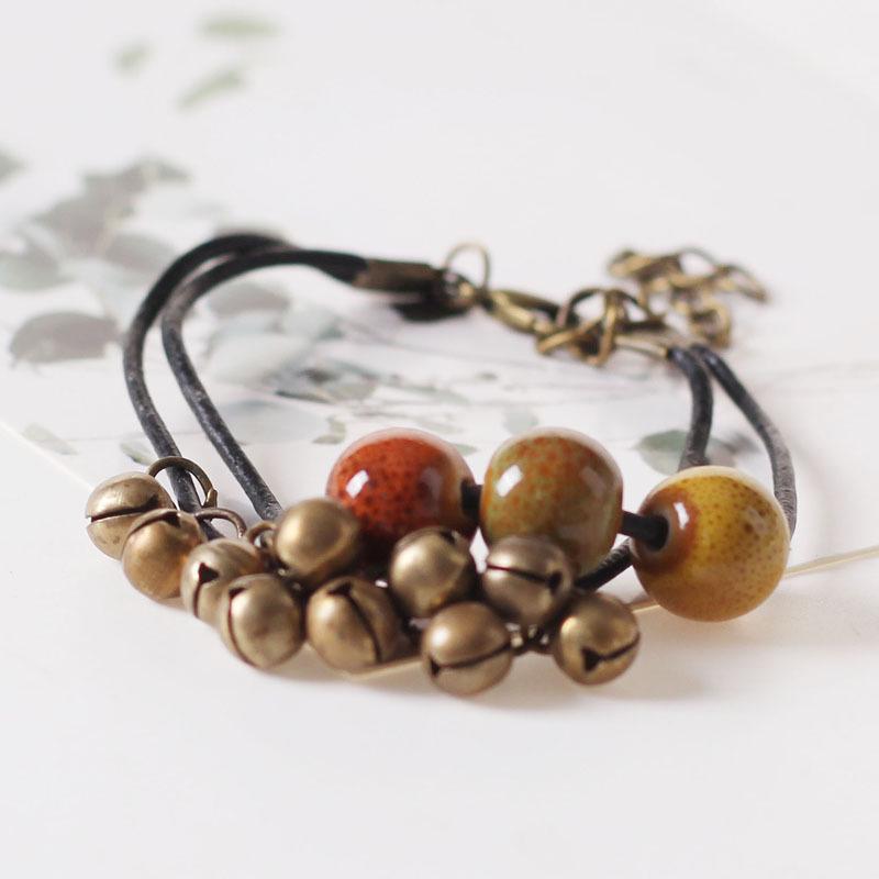 

Регулируемый этнический керамический браслет-колокольчик – Идеальный подарок для лучшей подруги