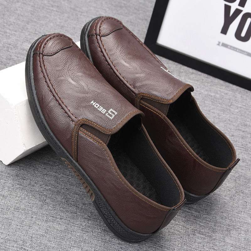 Spring and summer men's casual leather shoes waterproof and oil-proof chef shoes soft-soled non-slip work shoes hotel work leather shoes men
