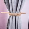4 Pack Wood Stick and Braided Cotton Linen Rope Curtain Ties for Living Room Bedroom Window Drape Tiebacks Holdbacks