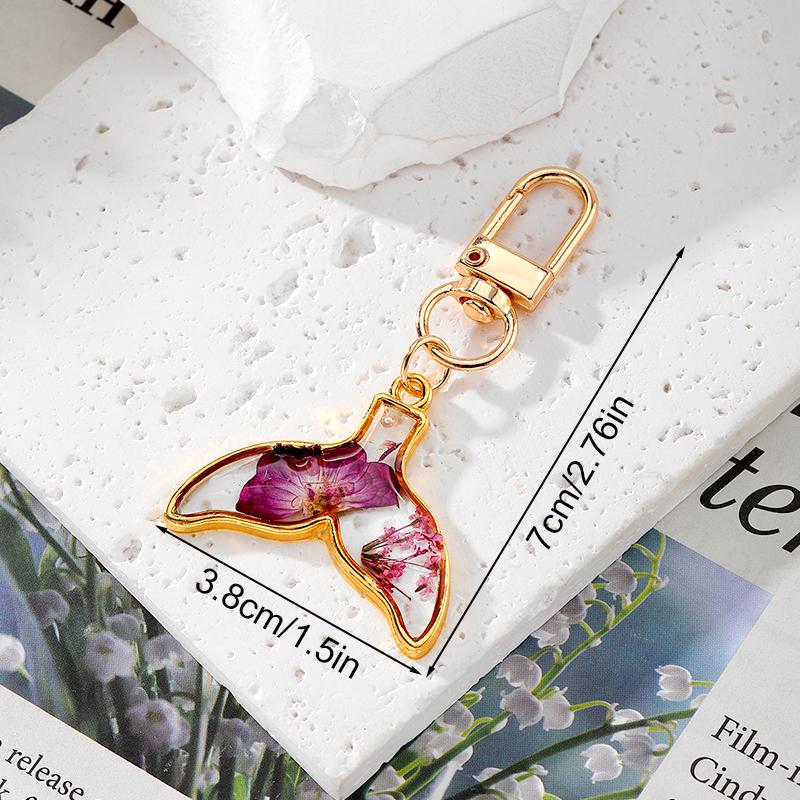 

1 шт. Брелок-подвеска в виде бабочки и рыбьего хвоста из цветной смолы, с металлическим покрытием, держатель для ключей, креативный, неправильной формы, с засушенными цветами, в виде капли воды