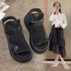 Sandalen Damen Sommer Mode Dicksohlige Atmungsaktive Garn-Mesh Klettverschluss Römersandalen