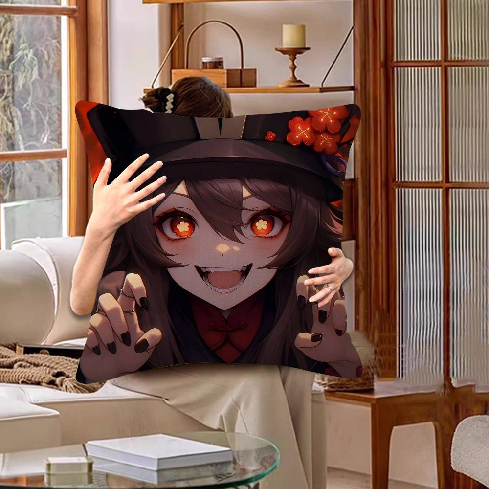 

Genshin Impact Hu Tao Pillow Cover For Bedroom Room And Living Room Sofa Decorative Cushion Cover 30cmx30cm