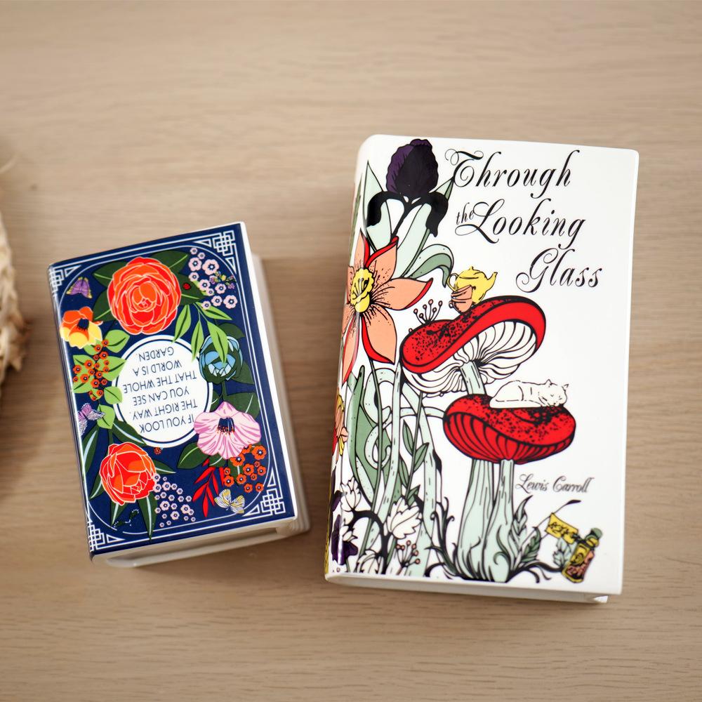 Ceramiczny Wazon Uchwyt na Kwiaty Kreatywny Dekor Książkowy Ozdoba na Biurko do Salonu Stół Jadalny