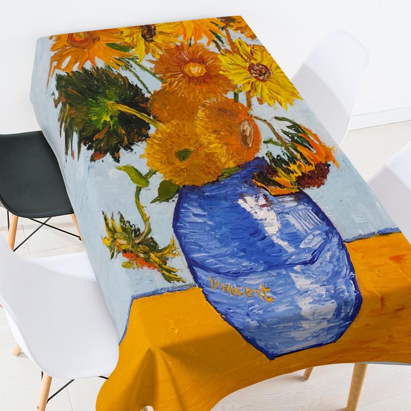 

Ван Гог картина маслом подсолнуха водостойкая крышка журнального столика прямоугольная скатерть вечерние свадебные украшения скатерть