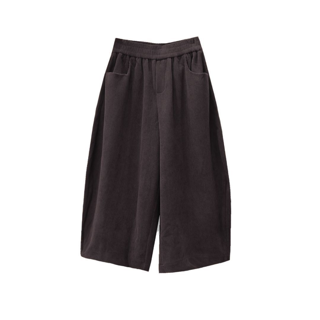 

Винтажные однотонные брюки-шаровары с эластичной резинкой на талии, женские модные простые свободные брюки с высокой талией, повседневные шаровары, женские брюки XL кофейный