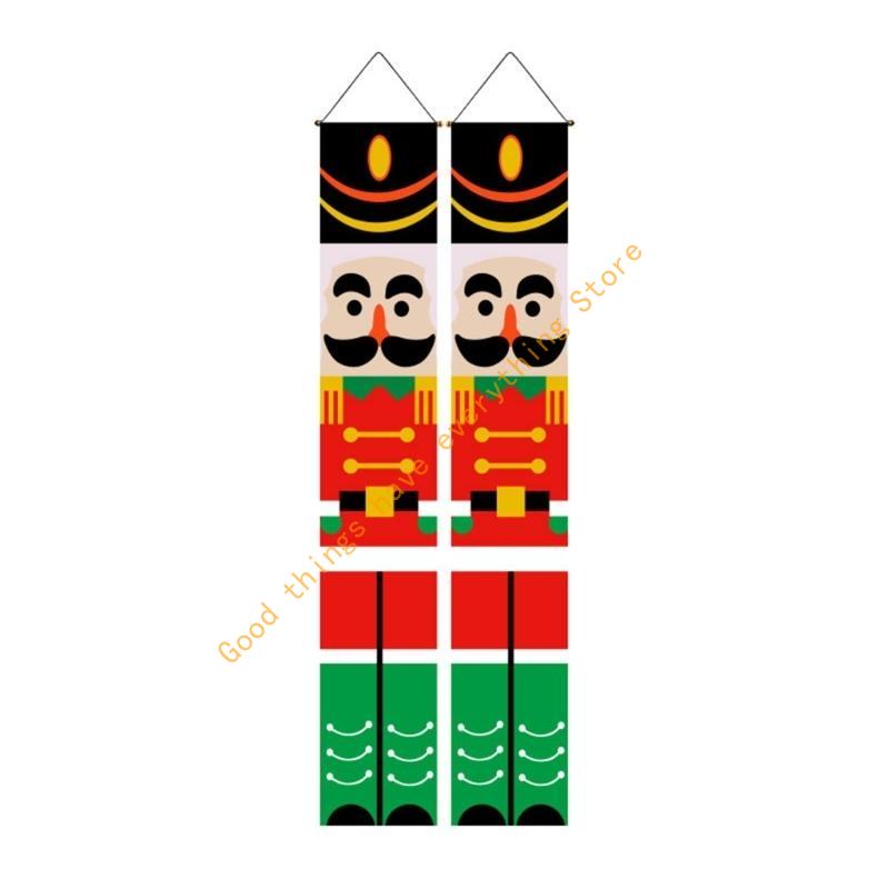 2025 New Year Nutcrackers Soldier Decoration Couplet Santa Hanging Flag 55KF