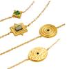 Retro Palace Style 18K Gold-Plated Titanium Steel Bracelet with Emerald Natural Stone for Women