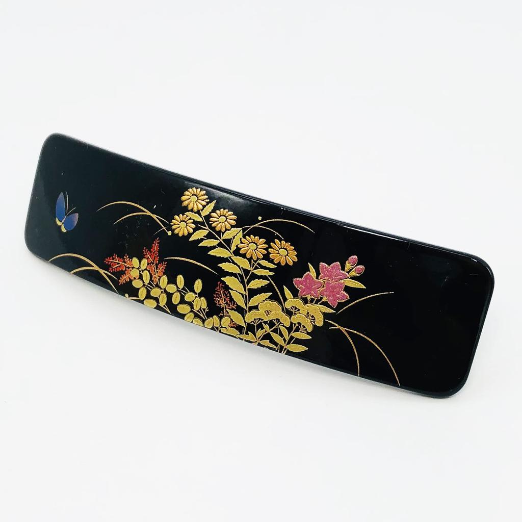 Maeju Lacquerware Lacquerware Barrette Long Rectangular Kaga (Small) (B) 4X-116