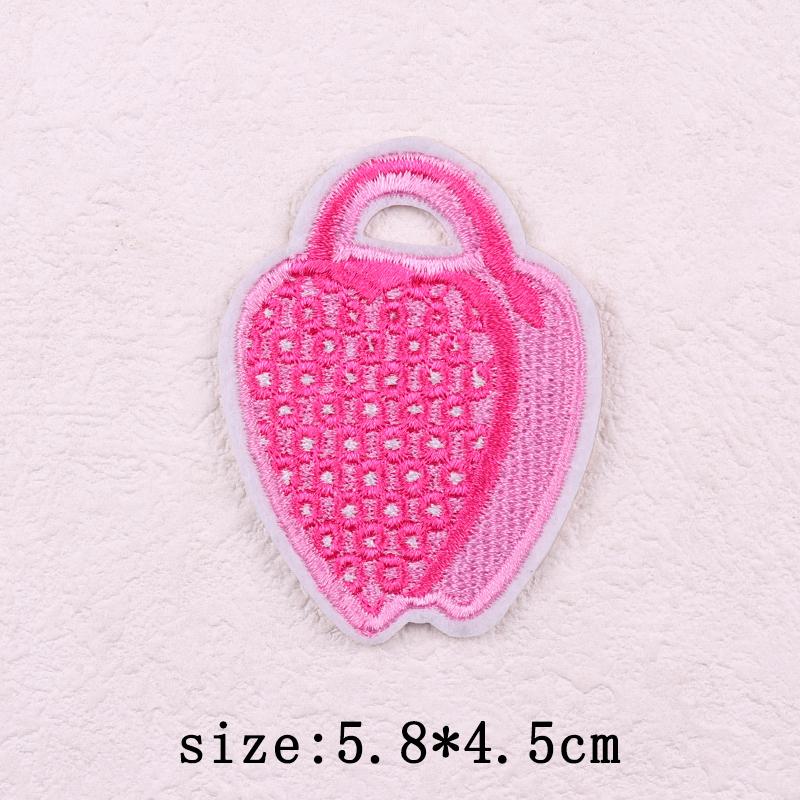 Pink Cartoon Embroidery Patch Iron On Patches For Clothing Flower Letters Patches On Clothes Sewing Fusible Patch Applique Decor