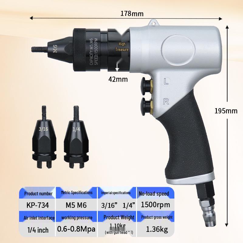 Gaobao M5-M10 Industrial Pneumatic Rivet Nut Gun with Self-Locking Head