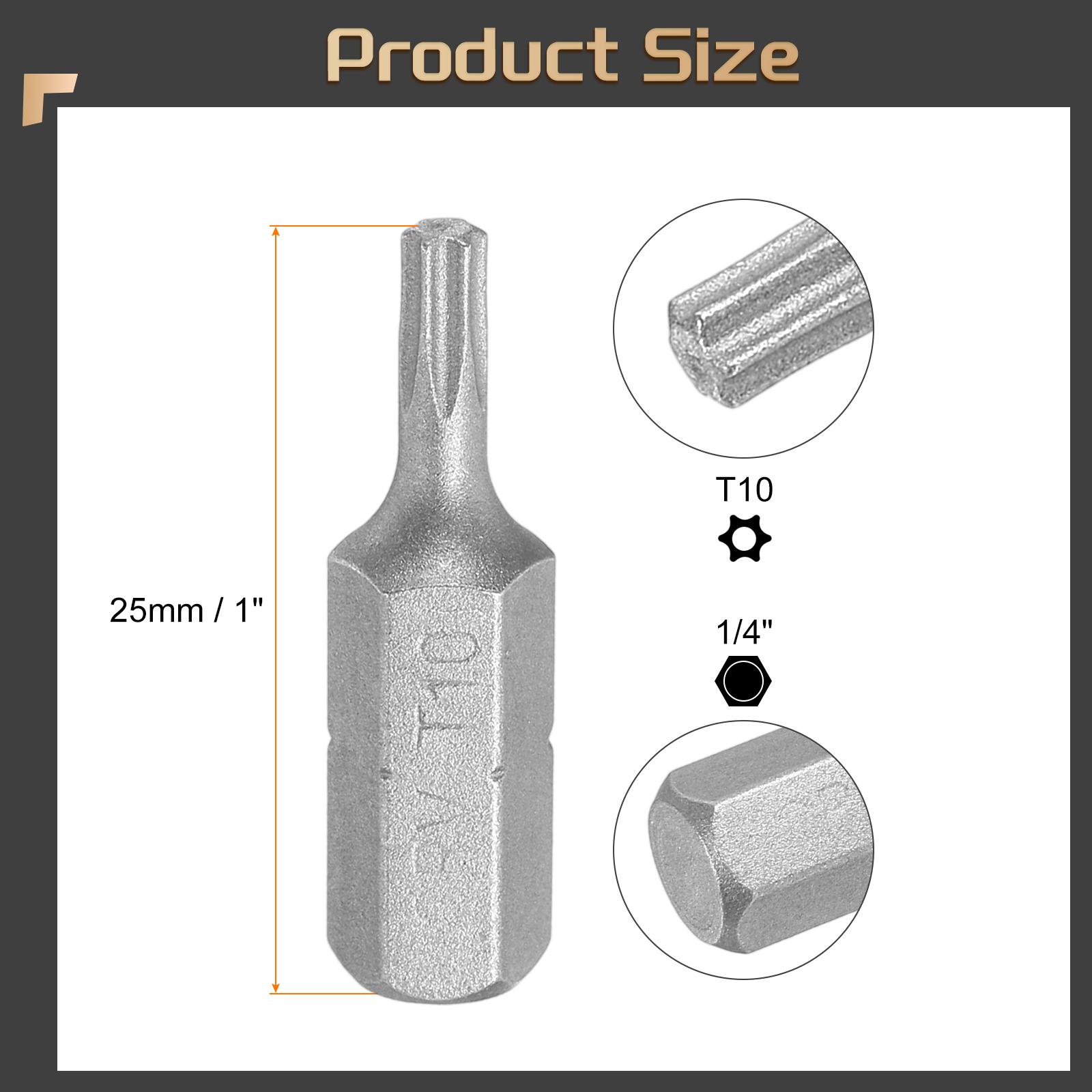 

2/5/10pcs Torx Screwdriver Bit 1/4 Hex Shank T8/T9/T10/T15/T20/T25/T27/T30/T35/T40 Head 1 Length 6 Point Security Drill Bits 2pcs