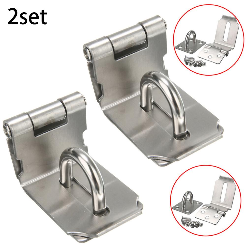 90 Degrees Door Clasp Lock Stainless Steel Padlock Hasp Staple Gate Door Shed Latch Lock Security Burglar-proof Hardware