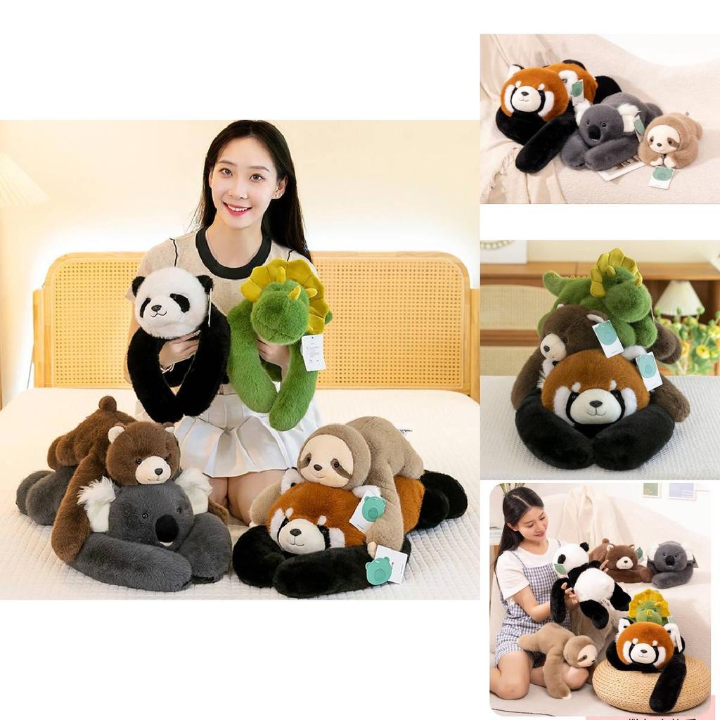 Adorable Plush Panda Raccoon Koala Sloth Doll Ideal For Kids Soft Cuddle Pillow