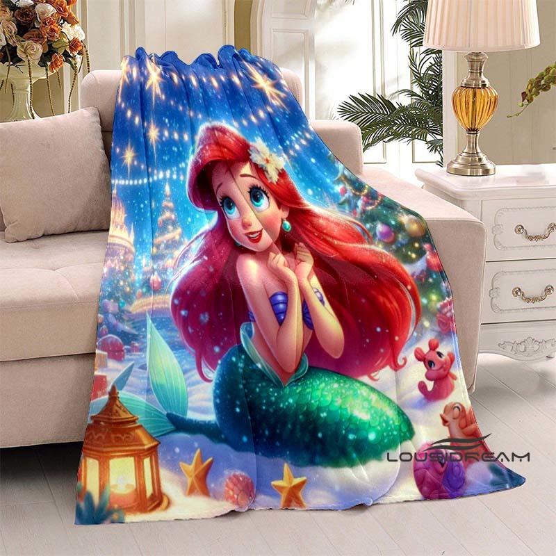 3D Printed Cute Cartoon The Little Mermaid Blanket, Home & Travel Blanket, Soft and Fluffy Winter Blanket Gift for Children and