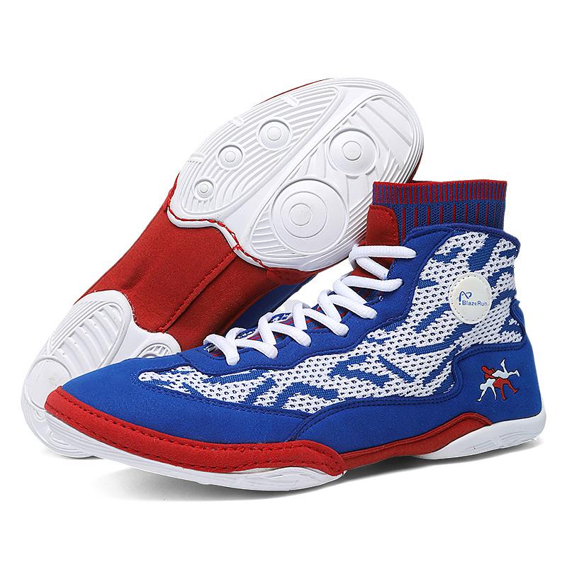 Men Wrestling Boots Boxing Sneakers Teenagers Knit Gym Training Fighting Sneakers Combat Trainers Non-slip Squat Training Shoes