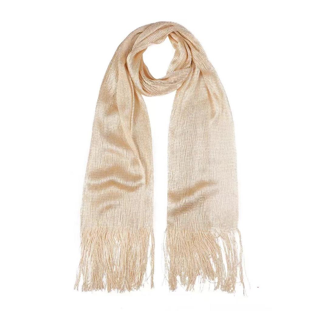 Women'S Artificial Silk Scarf Gold And Silver Silk Flat Scarf Thin Scarf Polyester And Nylon Scarf European And American Hollow Scarf