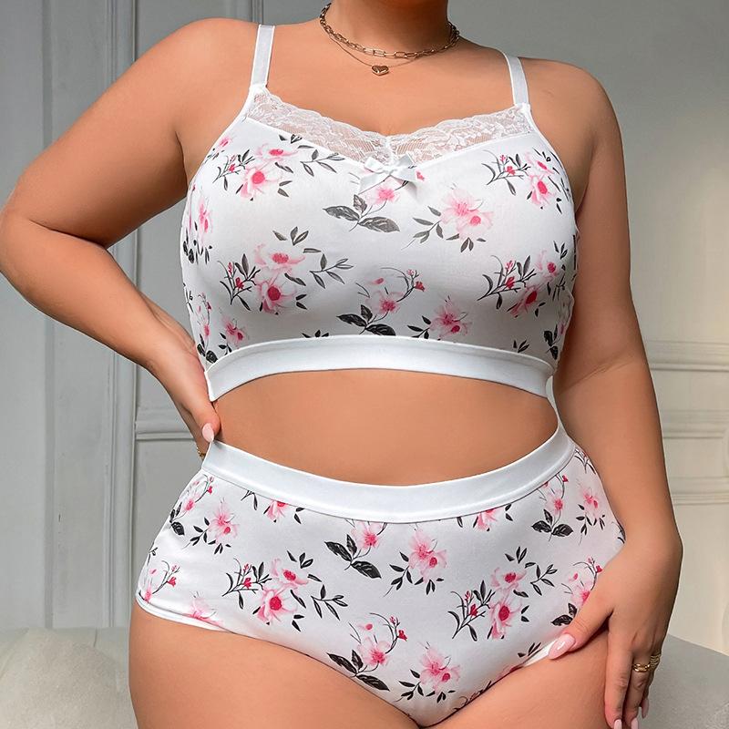 Large Size Underwear Set Thin Push-up Adjustable Anti-sagging Bra Large Breast Underwear