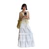 Spring 2026 Korean Style White Layered Embroidered Skirt for Women