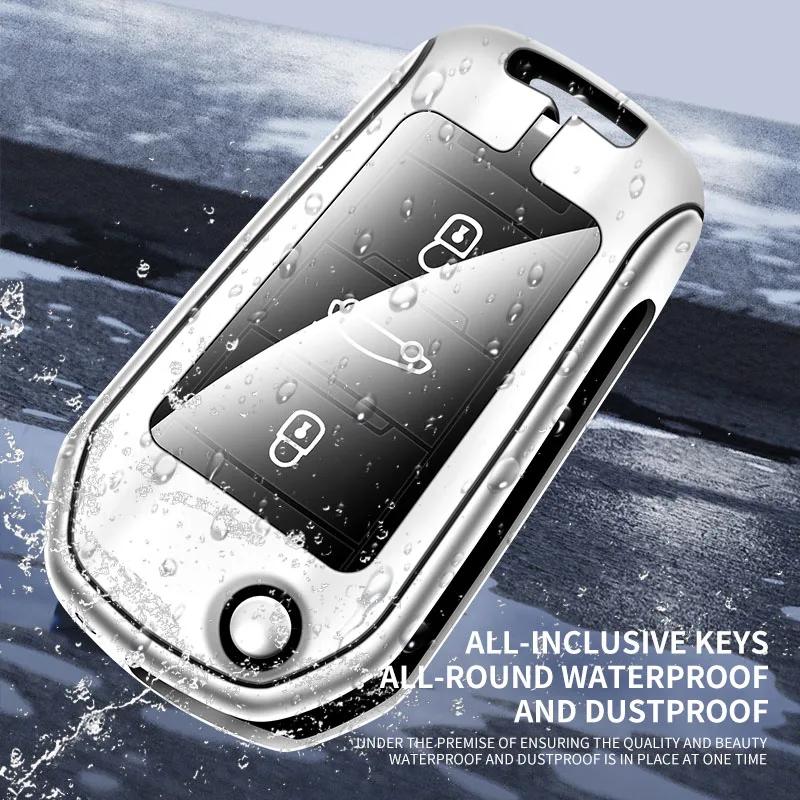 Car Sticker 2025 Hot Zinc alloy car key cover suitable for Peugeot 308 408 5008 2008 high-end genuine leather car remote key bag